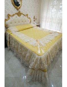 Copriforno Elegante Shabby Chic con Pizzo e Fiocchi Giallo